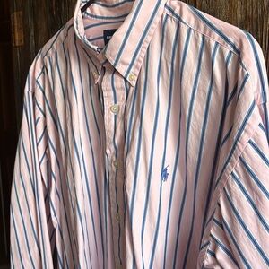 Ralph Lauren Pink and Blue Striped Men's Shirt